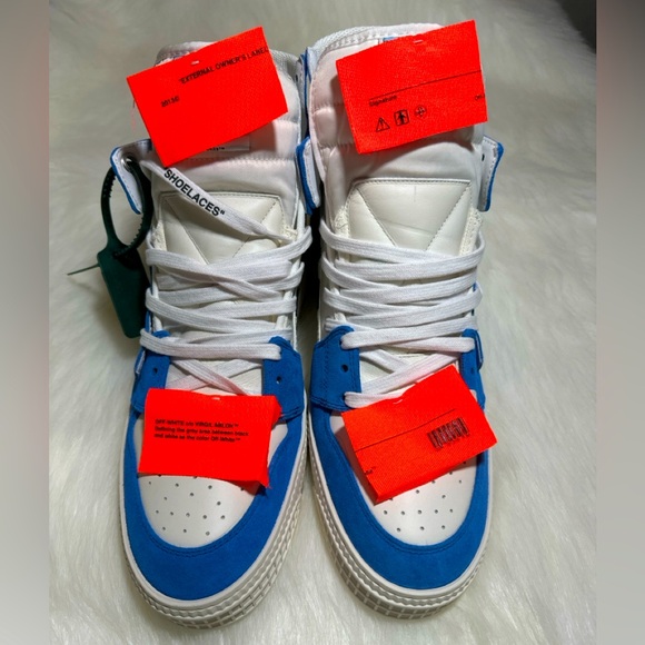 Off-White 3.0 Off Court Supreme Sneakers Blue Suede Leather Shell HighTop Virgil - Picture 7 of 10
